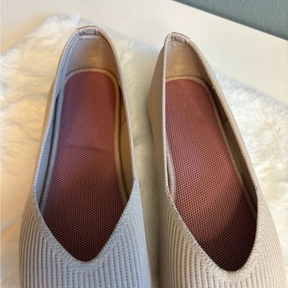 Frank Mully Women’s Square Toe Knit Flats Nude Size 8.5 NWOT